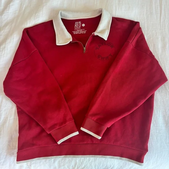 Taylor Swift “Taylor’s Version” RED Quarter-Zip Polo Sweater, L-XXL fit - Picture 1 of 13